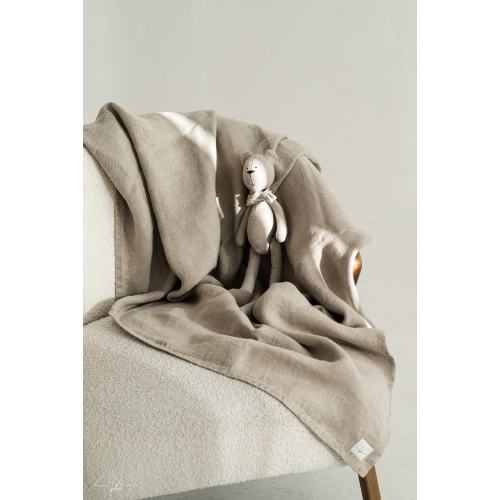 Linen Twill Baby Blanket, Linen Throw Small, Pre-washed Soft Non-dyed Natural Product. Gift for Baby. Woven in Italy, Handmade in Lithuania