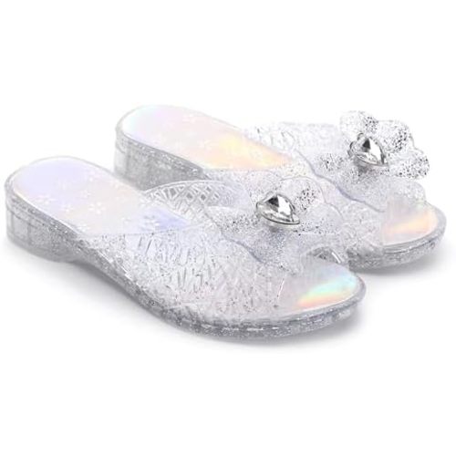 Girls Jelly Sandals Slides Frozen Inspired Elsa Flats Princess Dress Shoes Toddler Slippers Snow Queen Jellies Birthday Costumes Slip On
