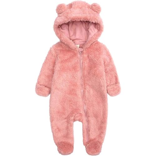 Newborn Baby Jumpsuit Hooded Fleece Rompers Long Sleeve Onesie Outwear Outfits
