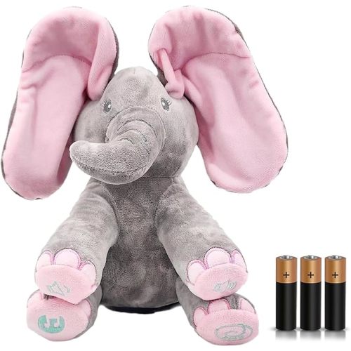 Dimple Kaia Peek A Boo Elephant Toy, Interactive Singing Stuffed Animal Plush with Moving Ears, Musical Stuffed Animal for Babies and Toddlers, Adorable Elephant Baby Toy