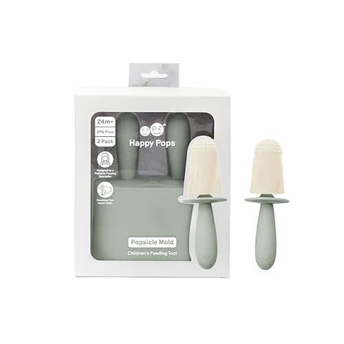 ezpz Happy Pops (Sage) - 24 Months+ - Popsicle Mold Set with Two Wands | Popsicle Mold Set with Two Wands for Toddlers + Preschoolers