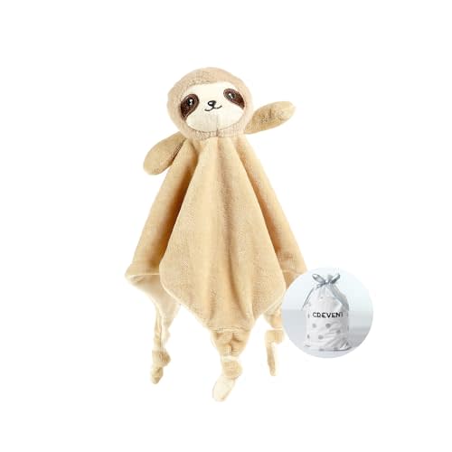 CREVENT Cozy Plush Baby Security Blanket, Loveys for Baby Girls and Boys, Birthday (Sloth)