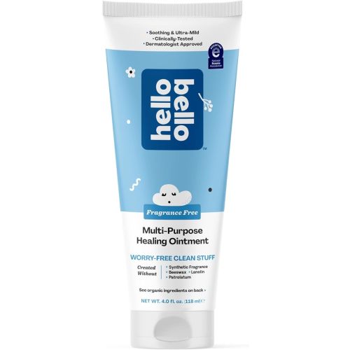 Hello Bello Fragrance Free Everywhere Balm | Dermatologist-Tested, Hypoallergenic, Soothing & Ultra-Mild on Sensitive Skin, Plant-Derived & Certified Organic Ingredients for Babies and Kids | 4 Fl Oz