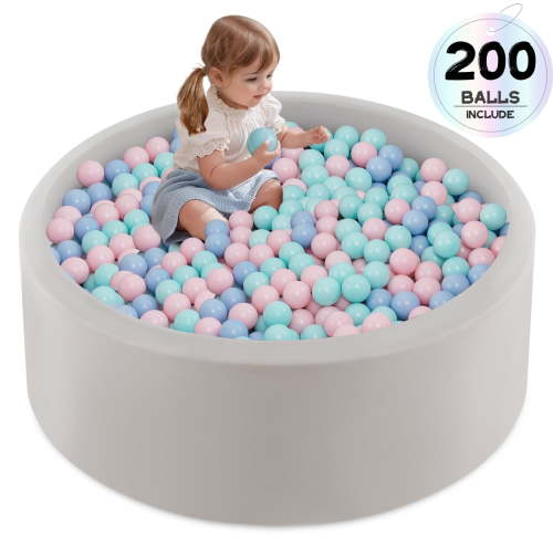 OLAKIDS Foam Ball Pit for Toddlers 200 PCS Pit Balls, 35” x 12” Soft Round Ball Pool Playpen with Sponge Pad, BPA Free, Ideal Gift for Babies Indoor Outdoor Games for Boys Girls
