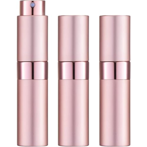 LISAPACK 8ML Atomizer Perfume Spray Bottle for Travel (3 PCS) Empty Cologne Dispenser, Portable Sprayer (Pink)