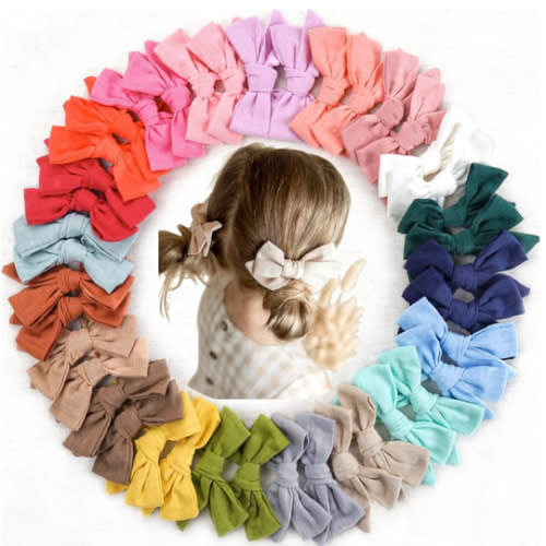 CÉLLOT 40 Pieces Girls Hair Bows Linen Fabric Bows Alligator Clips Hair Accessories for Little Girls Toddlers Kids and Teens