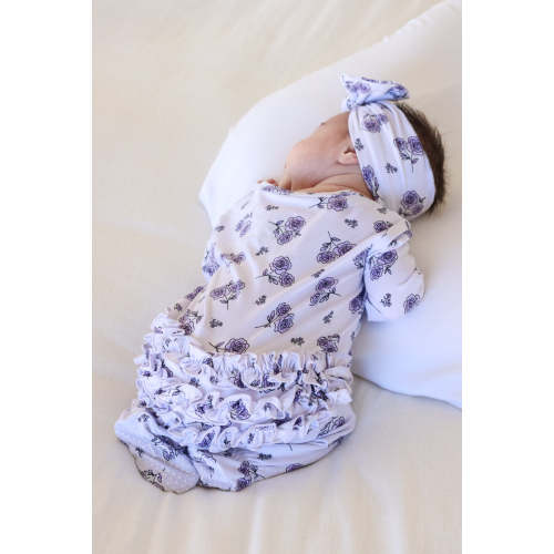 Ruffle Zipper Footie | Amethyst Garden