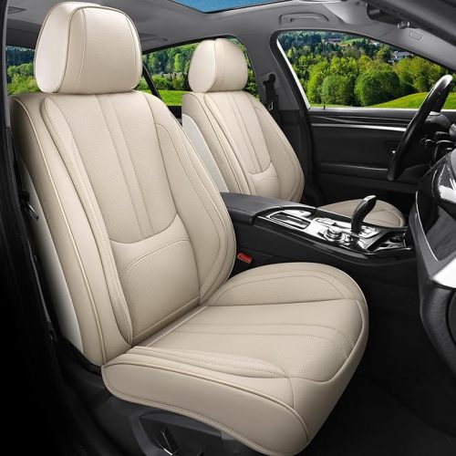 Car Seat Cover Full Set Fit for Honda HRV 2016-2026, Luxury Faux Leather Car Seat Covers, Breathable Waterproof Faux Leather Seat Covers (Beige,Full Set)