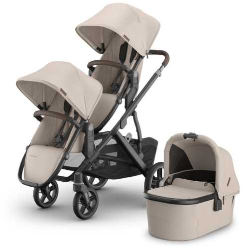 UPPAbaby Vista V3 Double Stroller with RumbleSeat V3 + Bassinet Bundle - Ada