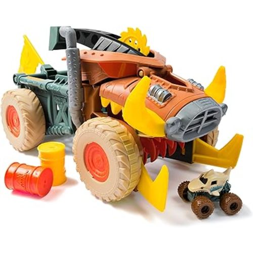 Monster Jam Mini Jam, Megalodon Mad Hog Chomper and Monster Truck, Fun Cleanup and Storage, Kids Toy Gifts for Boys and Girls Ages 3 and Up