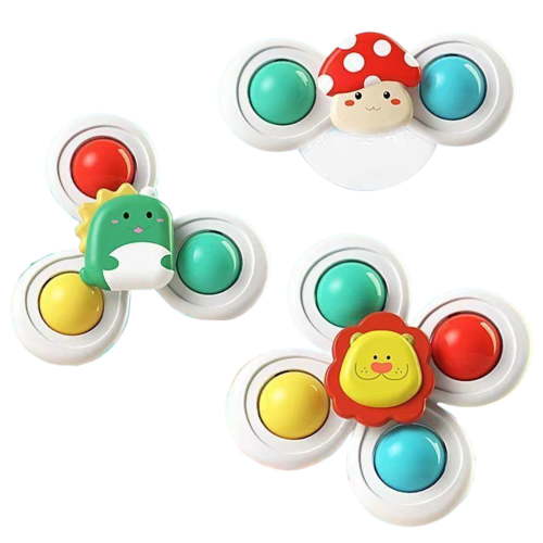 STPToys 3Pcs Suction Cup Rotating Sensory Bath Toys for 12 18 Months,Travel Car Table & Window Toys for 1 2,Christmas Gift