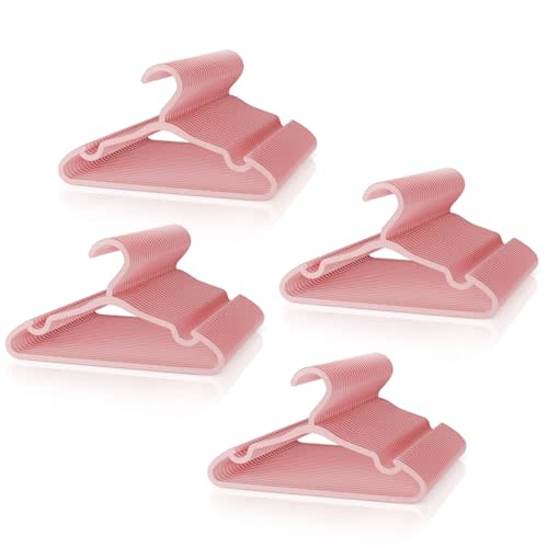 VILICK Plastic Kids Hangers - 100 Pack Non-Slip Baby Clothes Hangers for Closet, Toddler & Newborn Clothing Pants, Skirts, Coats (Pink)