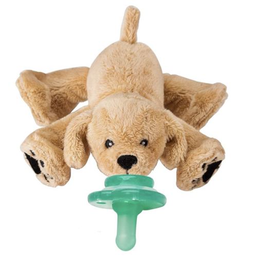 Nookums Paci-Plushies Buddies - Retriever Pacifier Holder - Adapts to Name Brand Pacifiers, Suitable for All Ages, Plush Toy Includes Detachable Pacifier