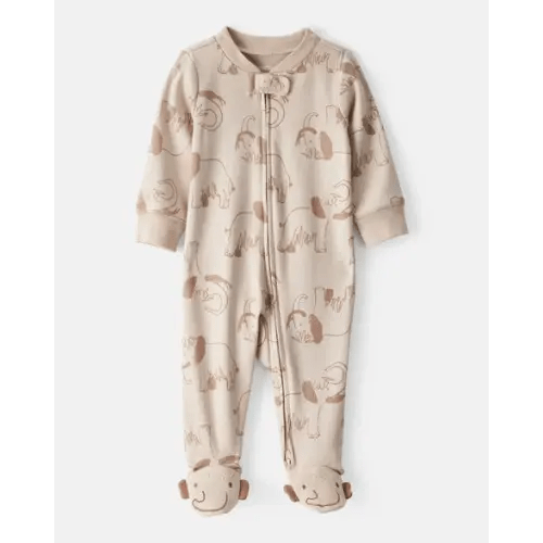 Baby Boy Mammoth Print 100% Cotton Long-Sleeve Snug Fit Sleep & Play Pajamas - Beige | Carter's