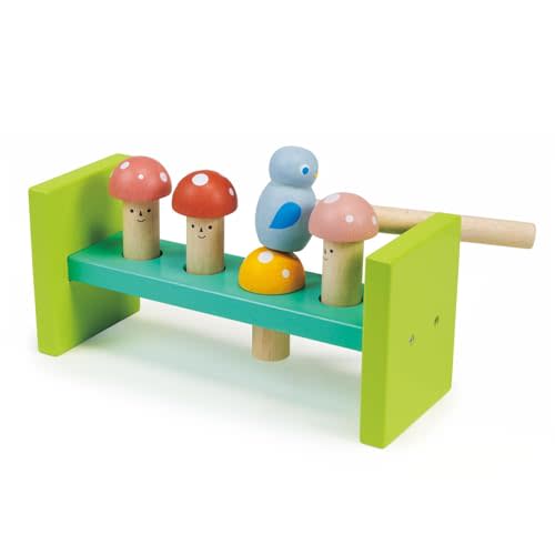 Mentari Toys - Woodland Hammer- 6pc Montessori Toy - Wooden Pounding Bench with Birdie Hammer - Boost Fine Motor Skills and Hand-Eye Coordination in Toddlers - Early Development Toy - Age 18m+