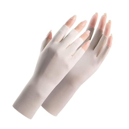 Utaly Women Sunblock Fingerless Gloves Non-Slip UV Protection Driving Riding Summer Outdoor Gloves for Women Girls