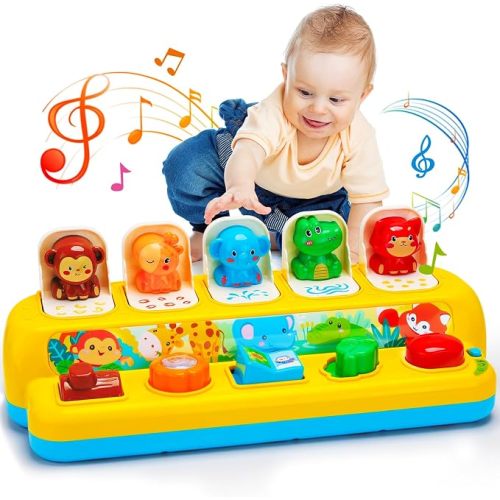 Baby Pop Up Toys with Music & Light Montessori Toys for 1 Year Old Boy Girl