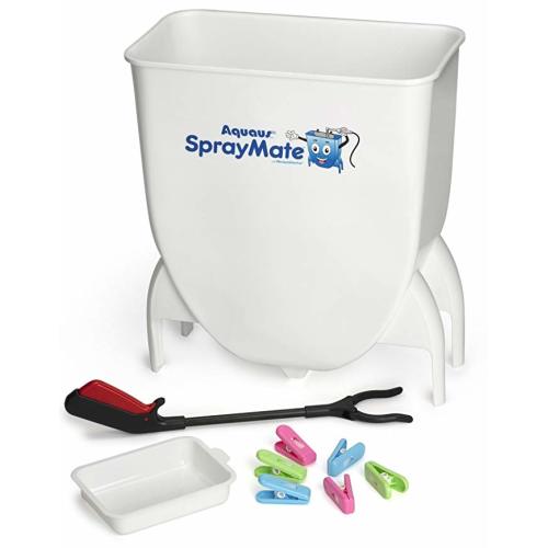 Patented Aquaus SprayMate Cloth Diaper Sprayer Splatter Shield - Perfect for Rinsing Cloth Diapers, Bedpans, Potty Seat Bowls and More! Ergonomic Design Prevents Splattering and Airborne Germs