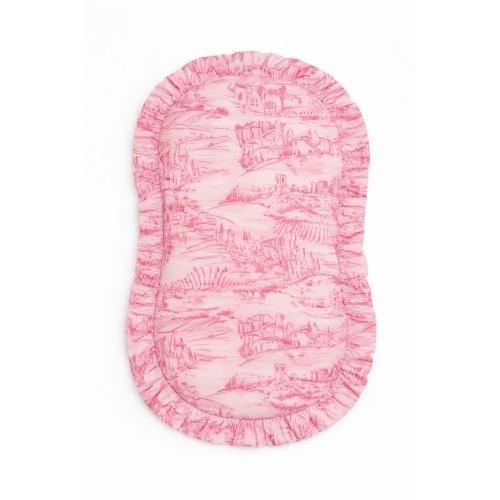 Pink Toile Ruffle Zipper Lounger Cover - Soft Louger Cover - Baby Lounger Cover 100% Cotton Fabric - Washable lounger cover