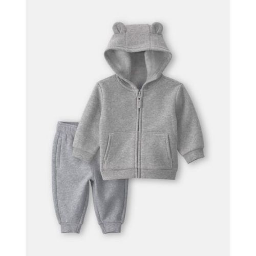 Baby 2-Piece Fleece Zip-Up Hoodie & Pant Set - Grey | Carter's