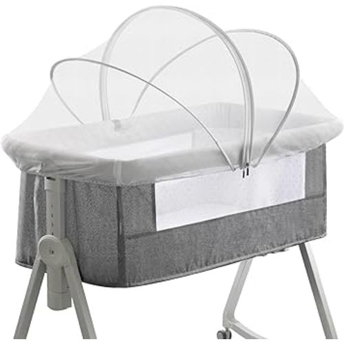 Bassinet Cover for Cats - Mosquito Net Cover for Bassinet Bedside Sleeper Travel Crib to Keep Cats Out - Breathable Baby Mosquito Net with 2-Way Zipper (White-Small)