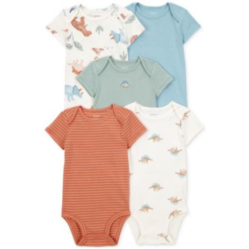 Baby Boys 5-Pk. Cotton Short-Sleeve Dinosaur Bodysuits