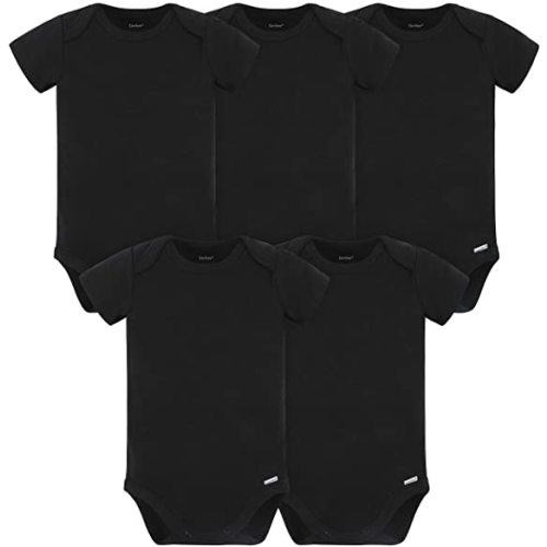 Gerber unisex-baby 5 Pack Onesies Multi-packs Bundle Interlock 180 Gsm - 6-9 Months - Black