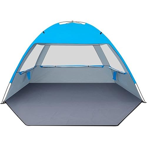 Gorich Beach Tent Sun Shelter for 3/4-5/6-7/8-10 Person with UPF 50＋ UV Protection, Lightweight & Easy Setup Beach Shade Canopy, Portable Beach Shade Tent Beach Cabana
