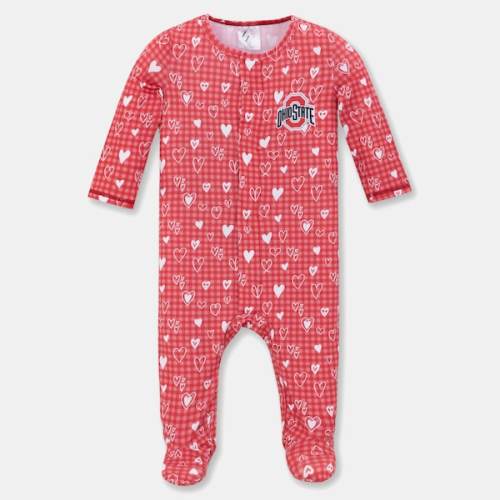 Ohio State Buckeyes ZooZatz Newborn & Infant Hearts Magnetic Closure Sleeper - Scarlet