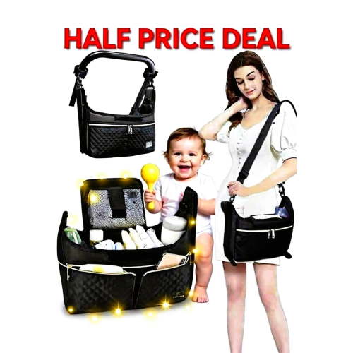 Ya Kuss Large Capacity Adjustable Straps Cup Holders Stroller Organizer, Black