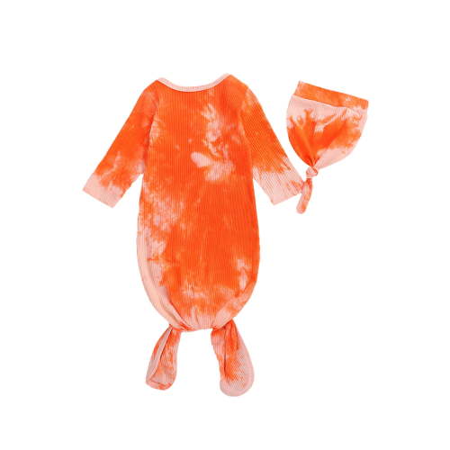 One opening Newborn Baby Girl Boy Cotton Gown Tie Dye Knit Knotted Sleeper Gown Soft Sleeping Bags Baby Coming Home Outfits