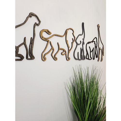 Wood Safari Jungle Outlines Wall Silhouette Nursery Bedroom african decor Design Jungle bedroom Room Idea art cut outs