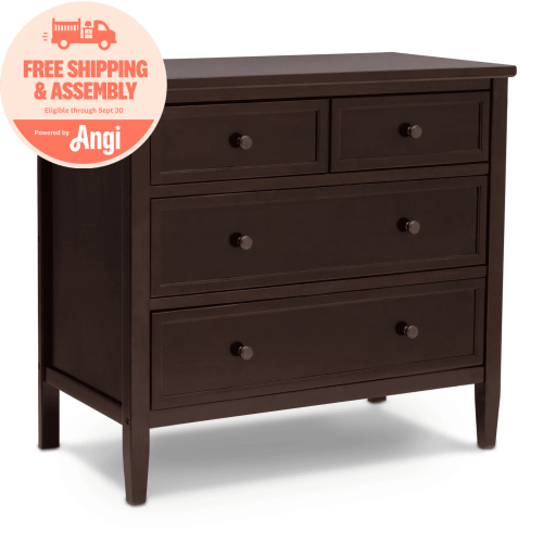 Delta Children Epic 3 Drawer Dresser with Interlocking Drawers - Greenguard Gold Certified, Walnut Espresso