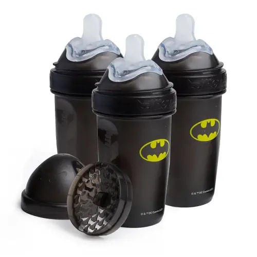 Batman DC Comics - Herobility Double Anti-Colic Baby Bottles – 8.5 fl oz/240ml – 3-Pack