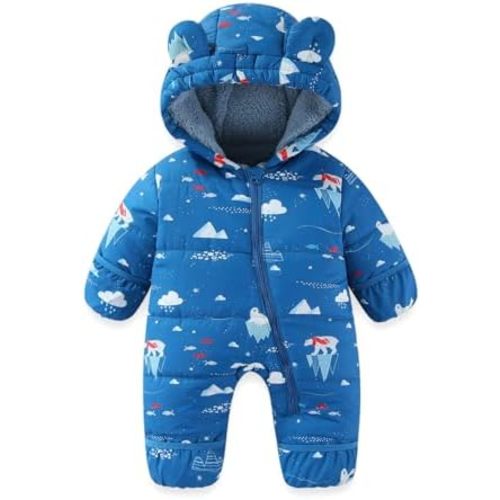 JiAmy Baby Snowsuit Hooded Winter Jumpsuit for Toddler 0-36Months