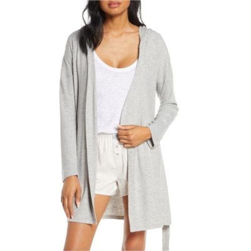 P.J. Salvage Womens Ribbed Robe, hgray, Small