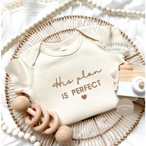 Embroidered His plan is perfect Baby Onesie® Christian Pregnancy Announcement. Bible verse pregnancy Announcement, prayed Baby Gift