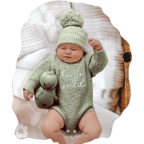 Infant Baby Sweater Romper and Hat Baby Girl Boy Knitted Sweatshirt Pullover Tops Fall Winter Clothes Baby Boy Girl Outfit