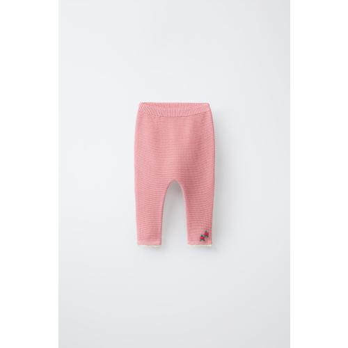 EMBROIDERED FLORAL LACE KNIT PANTS - Light pink | ZARA United States