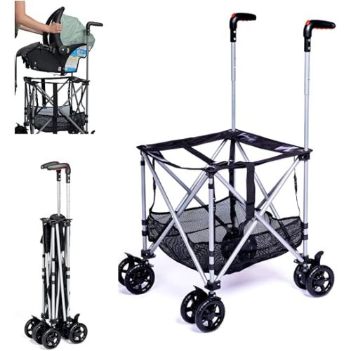 Universal Infant Car Seat Carrier. Adds Wheels to Any car seat. Compact & Lightweight. Fits Everywhere.