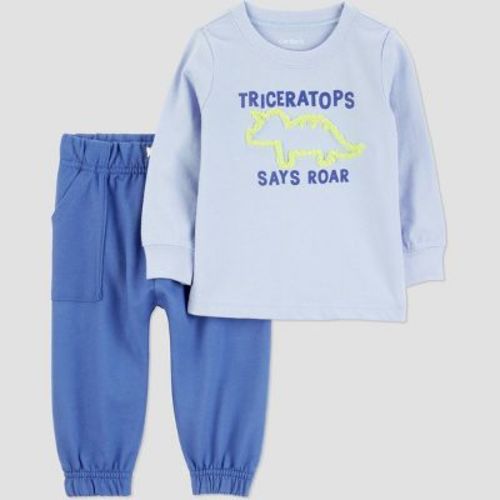 Carter's Just One You® Baby Boys' 2pc Neon Dinosaur Sweatshirt and Jogger Pants Set- Blue 6M