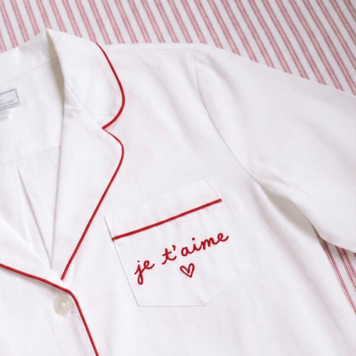 Petite Plume x Maisonette Baby Twill Romper, Je t'aime - Petite Plume | Maisonette