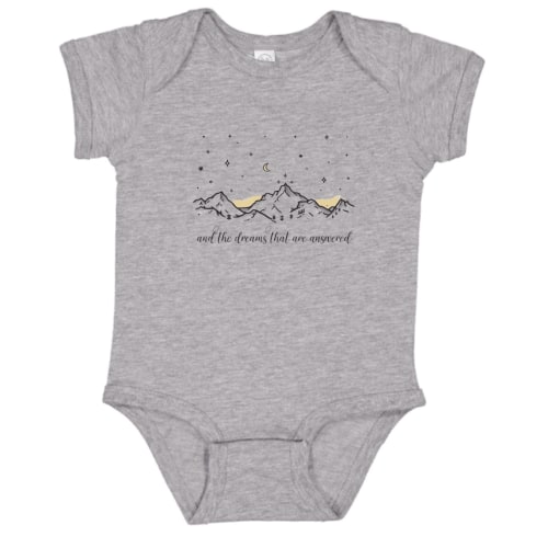 Baby Onesie Hub Dreams Answered Mountain Baby Bodysuit, Pregnancy Announcement, Boys or Girls Baby Gift