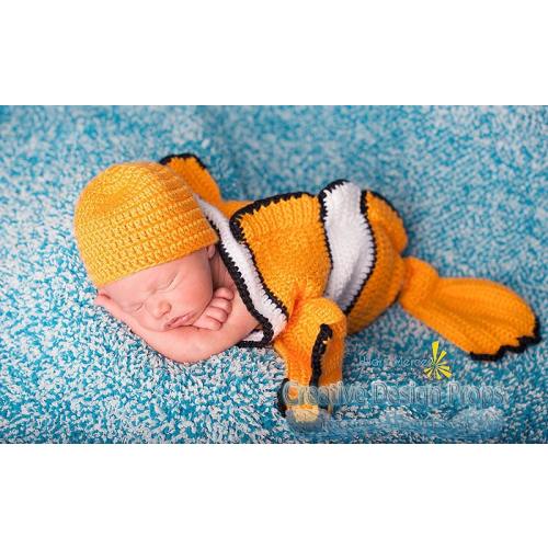 Clownfish Costume for Baby - Exclusive Finding Nemo set - Cocoon and Hat - coral fish newborn outfit - Halloween, photo prop, baby shower