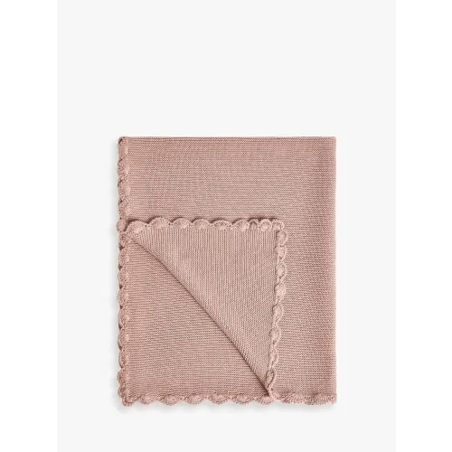 John Lewis Scalloped Cotton Baby Blanket, 100 x 80cm