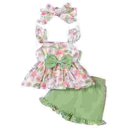 eczipvz 3 Months Baby Girl Clothes Romper Shorts Set Floral Summer Outfits Cute Baby Clothes Girl Green,18-24 Months