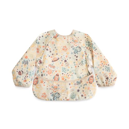 mushie Long Sleeve Baby Bib | Water Resistant Adjustable Fit for Ages 6-24 Months