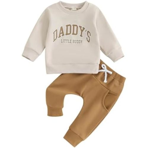 FOCUSNORM Toddler Baby Boy Fall Outfit Mama's Boy Letter Embroidery Sweatshirt Top Elastic Pants Set Cute 2pcs Winter Clothes