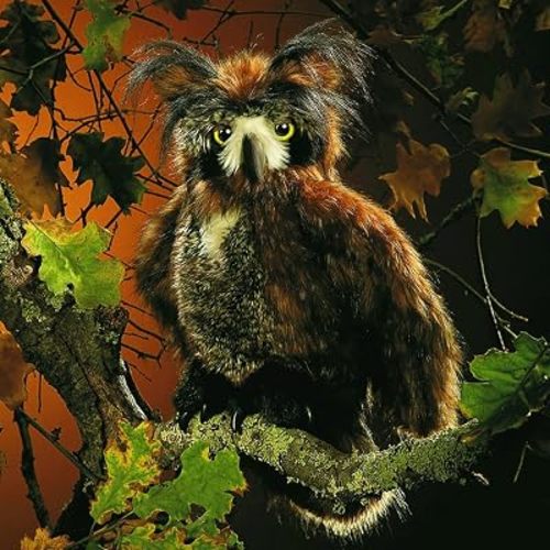 Folkmanis Puppets Great Horned Owl Hand Puppet, Brown/Black
