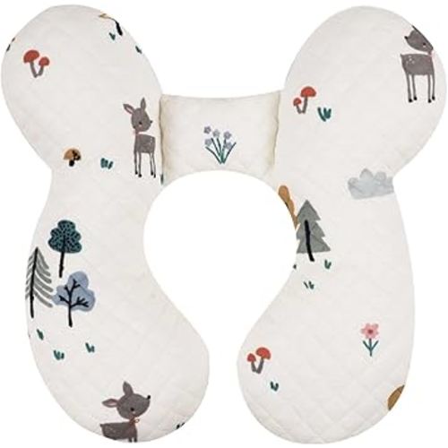 Upgraded Baby Head Support Pillow for Newborn Toddler, Soft Cotton Baby Travel Pillow for Car Seats and Strollers for Baby, Deer
